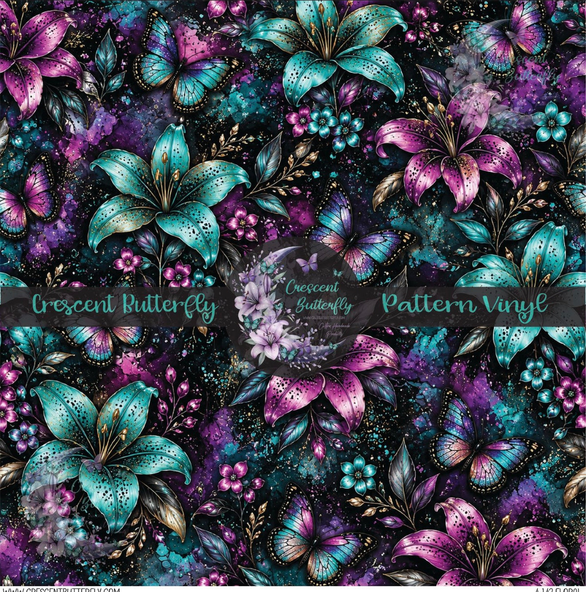4-142-Floral Printed Vinyl Sheet/Wrap