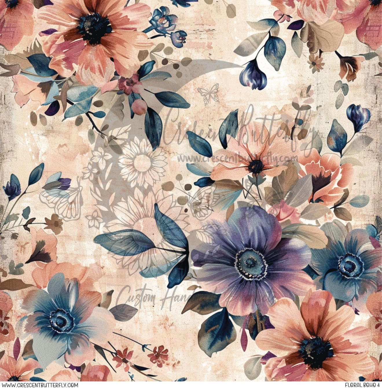 Floral Boho 4 Printed Vinyl Sheet/Wrap