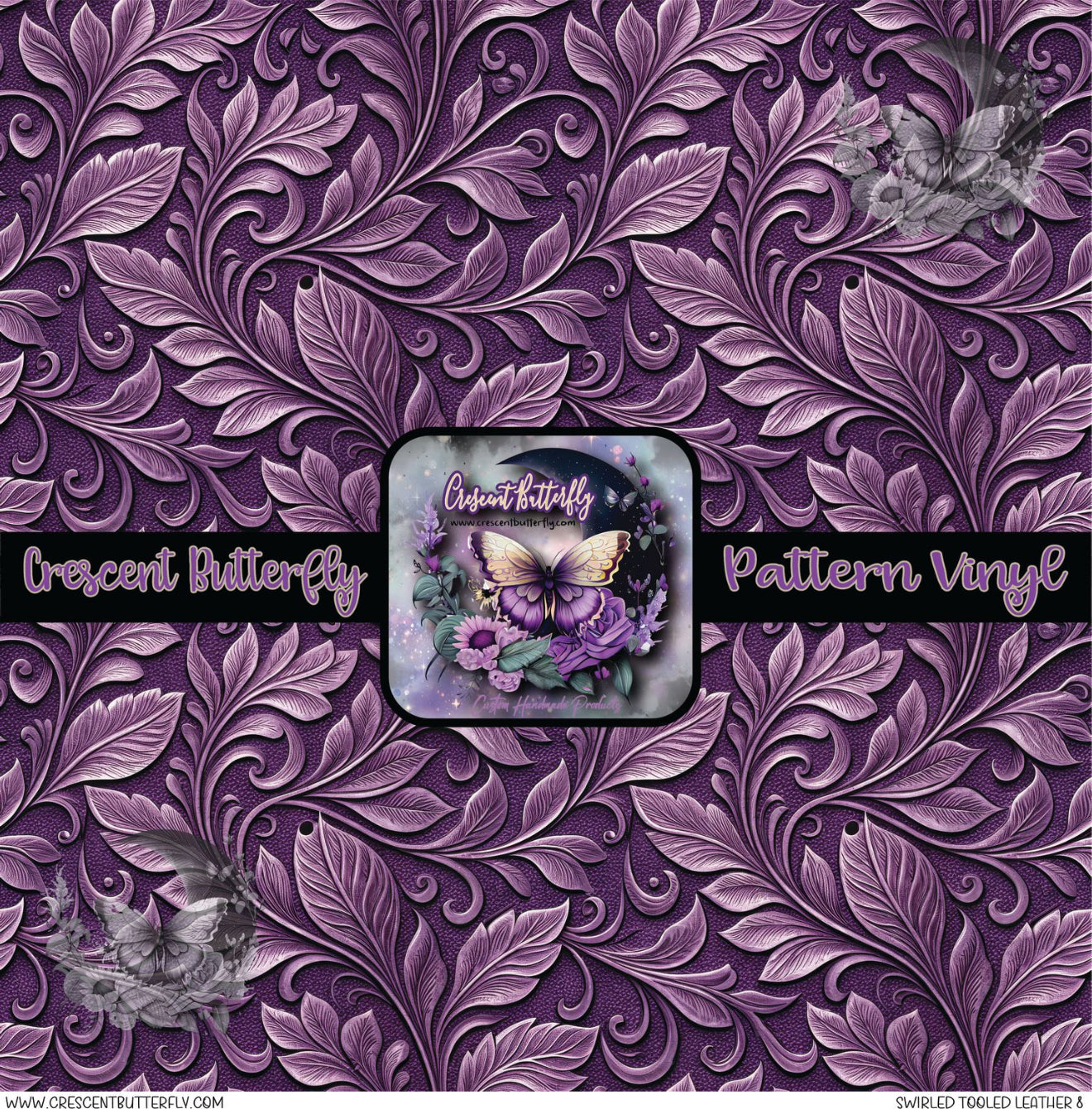 Swirled Tooled Leather 8 Printed Vinyl Sheet/Wrap