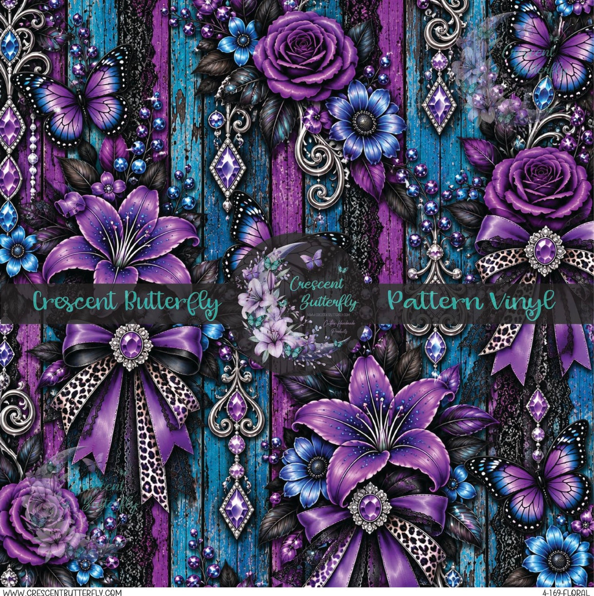 4-169-Floral Printed Vinyl Sheet/Wrap