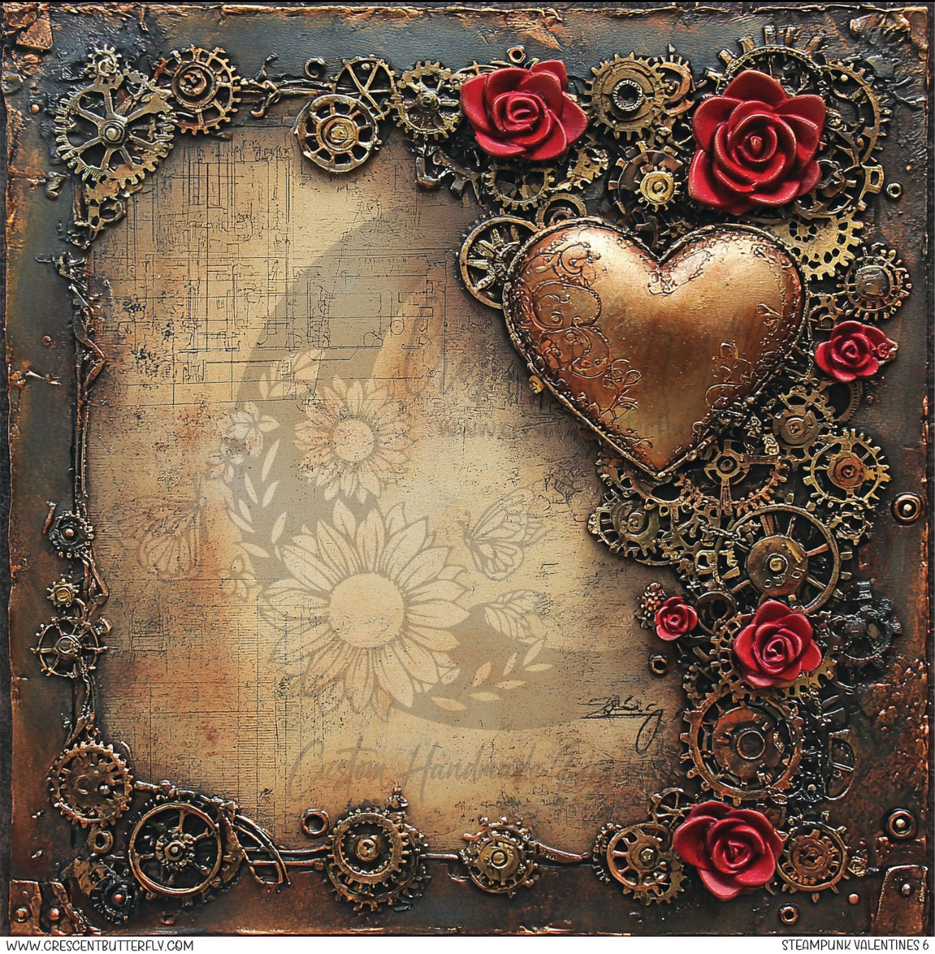 Steampunk Valentines 6 Printed Vinyl Sheet/Wrap