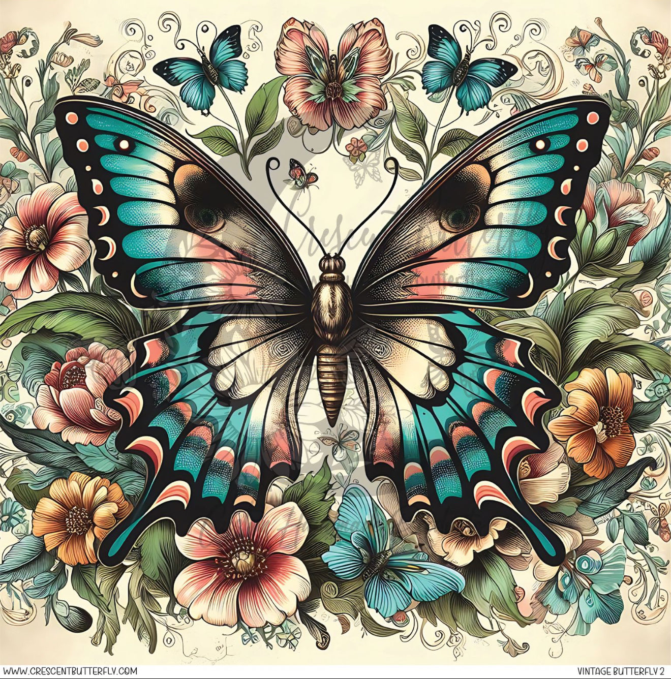 Vintage Butterfly 2 Printed Vinyl Sheet/Wrap