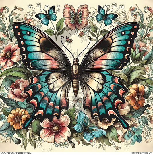 Vintage Butterfly 2 Printed Vinyl Sheet/Wrap