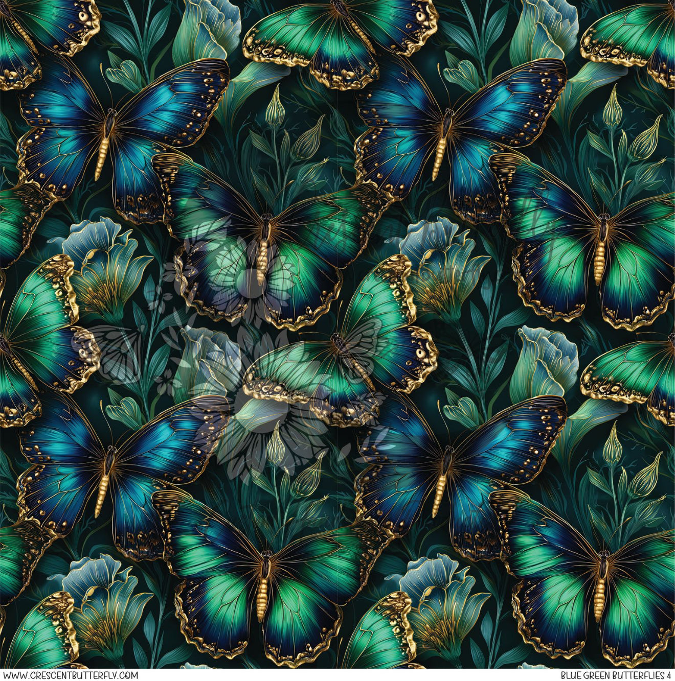 Blue Green Butterflies 4 Printed Vinyl Sheet/Wrap