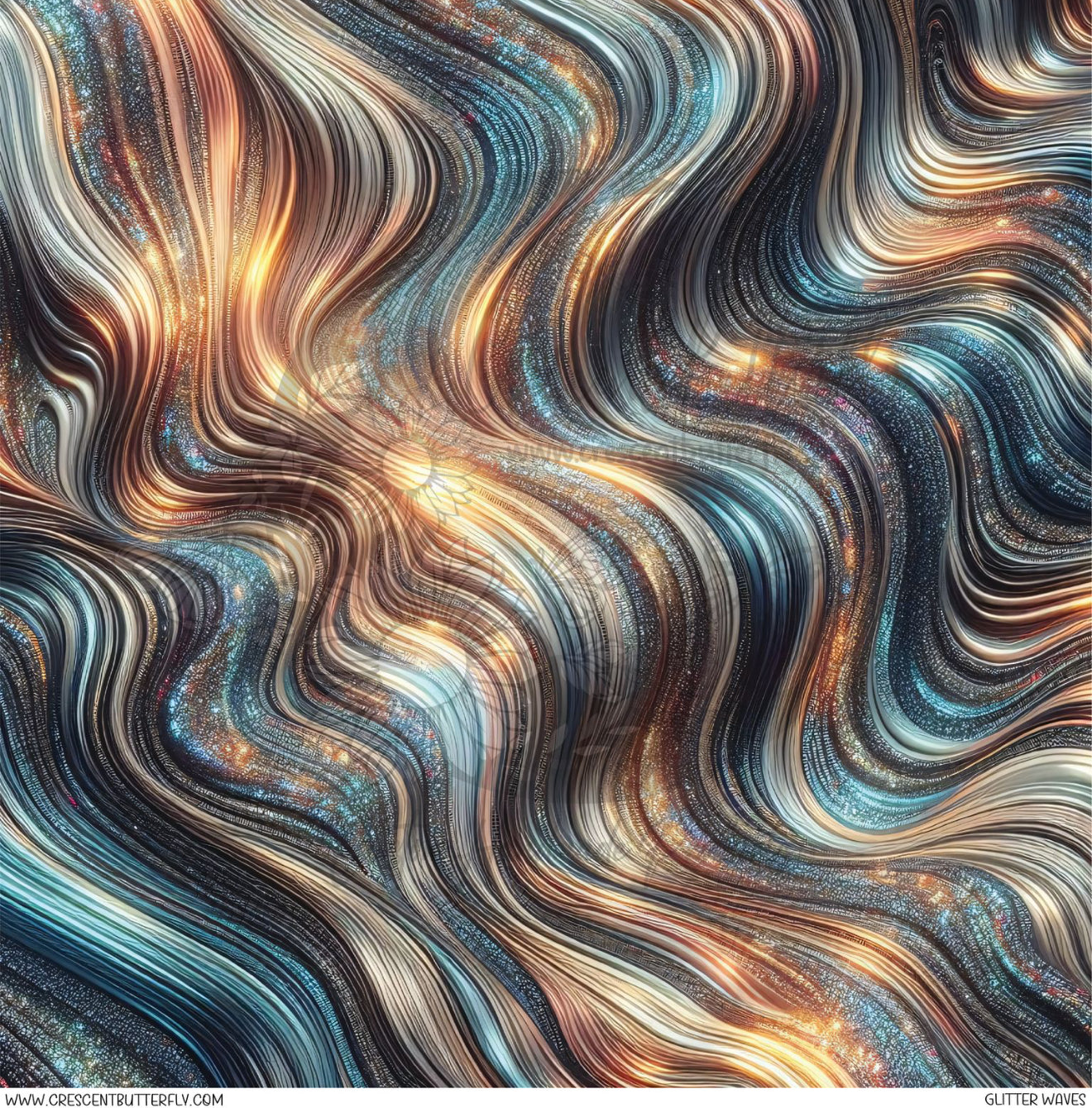 Glitter Waves Printed Vinyl Sheet/Wrap