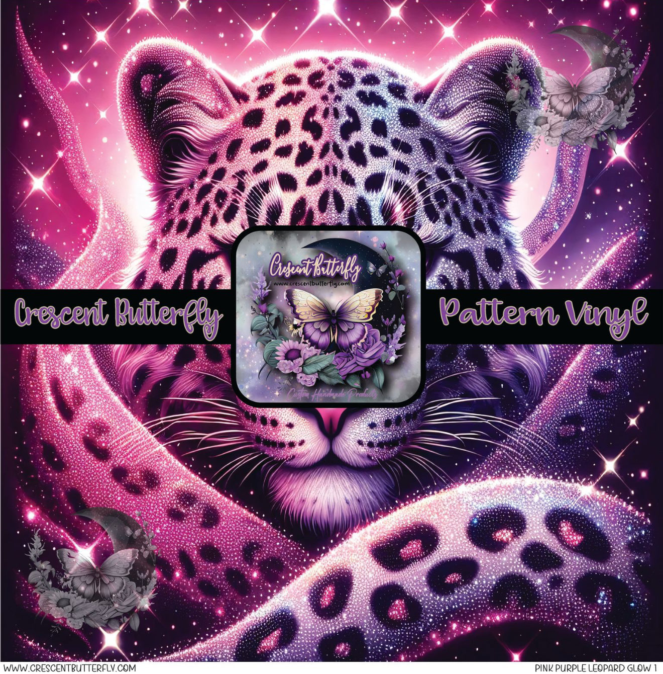 Pink Purple Leopard Glow 1 Printed Vinyl Sheet/Wrap