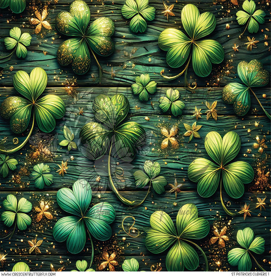 St Patricks Clovers 1 Printed Vinyl Sheet/Wrap