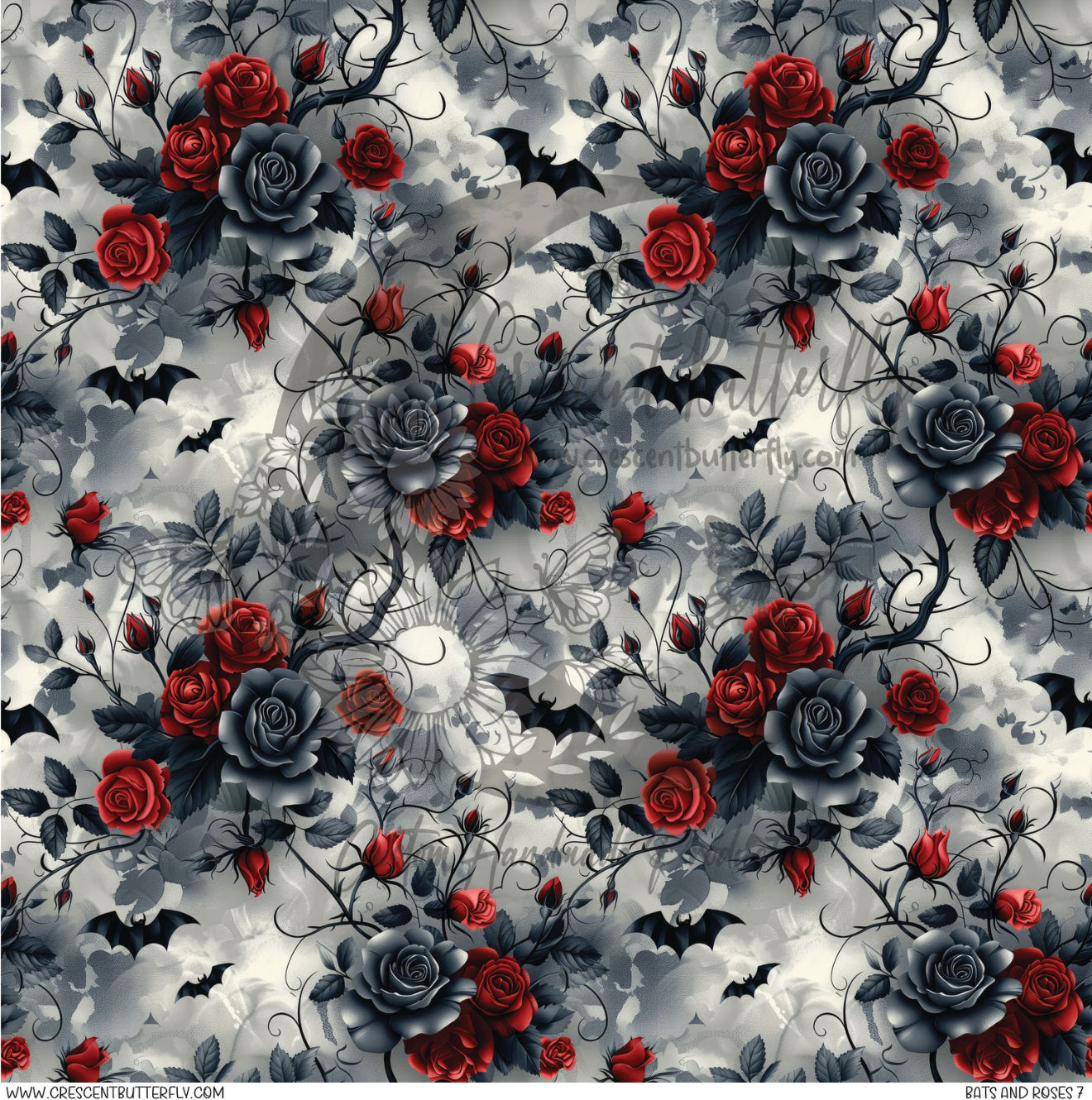 Bats and Roses 7 Printed Vinyl Sheet/Wrap