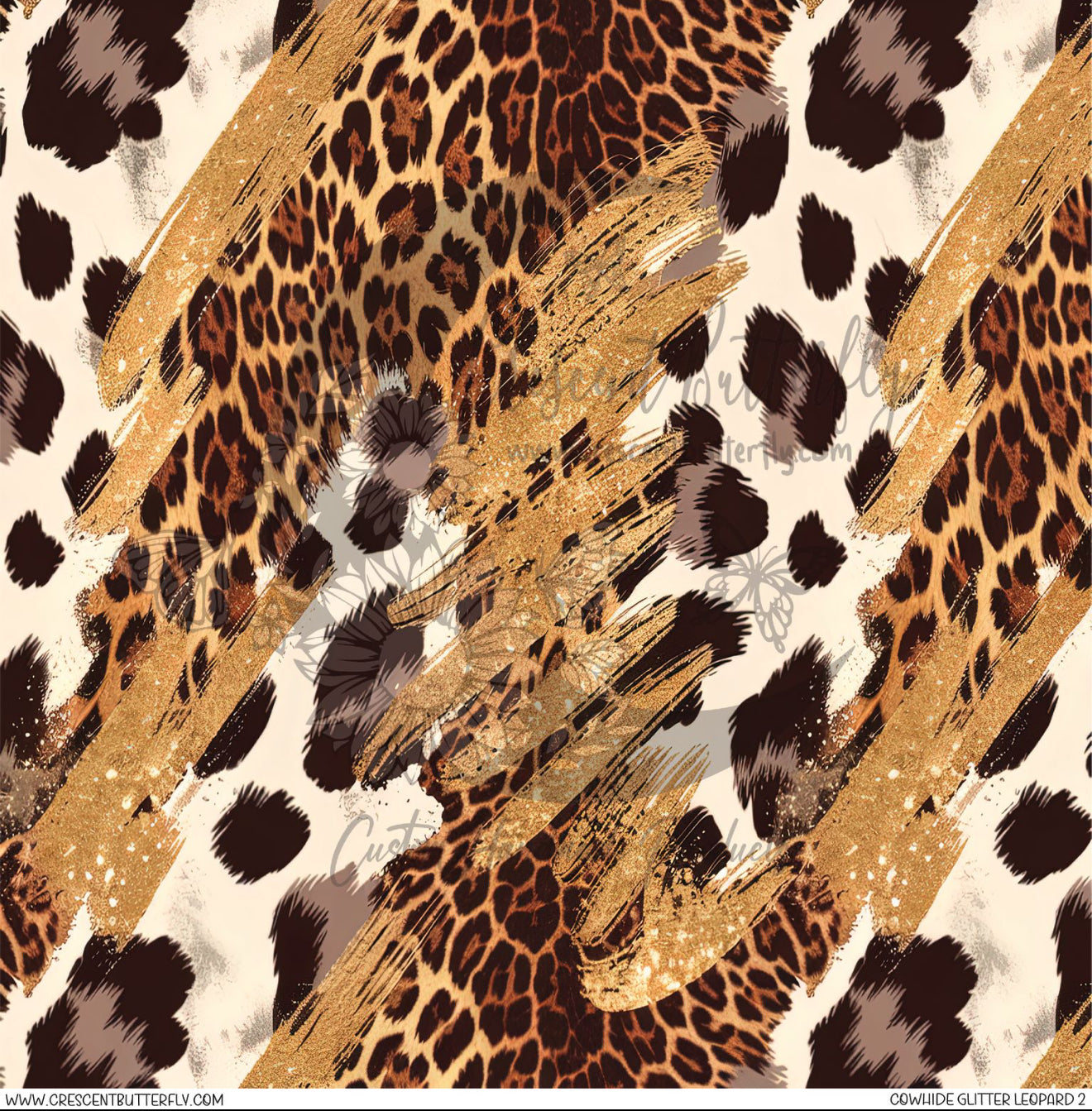 Cowhide Glitter Leopard 2 Printed Vinyl Sheet/Wrap