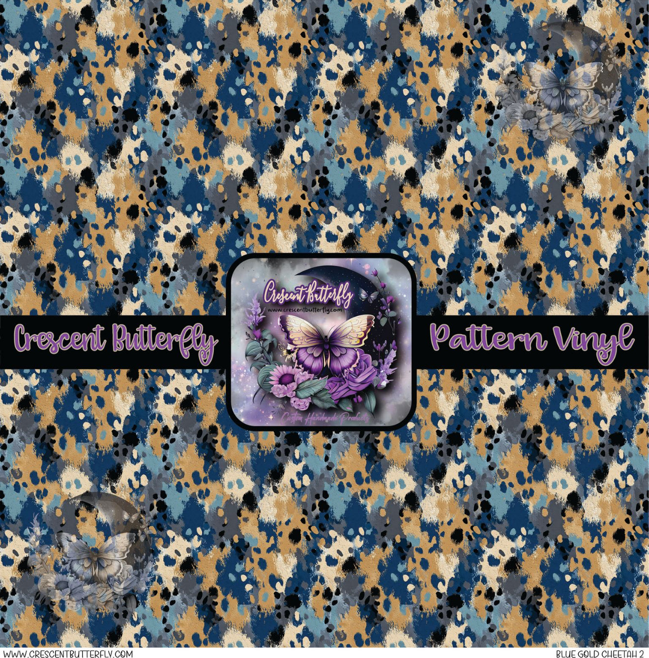 Blue Gold Cheetah 2 Printed Vinyl Sheet/Wrap