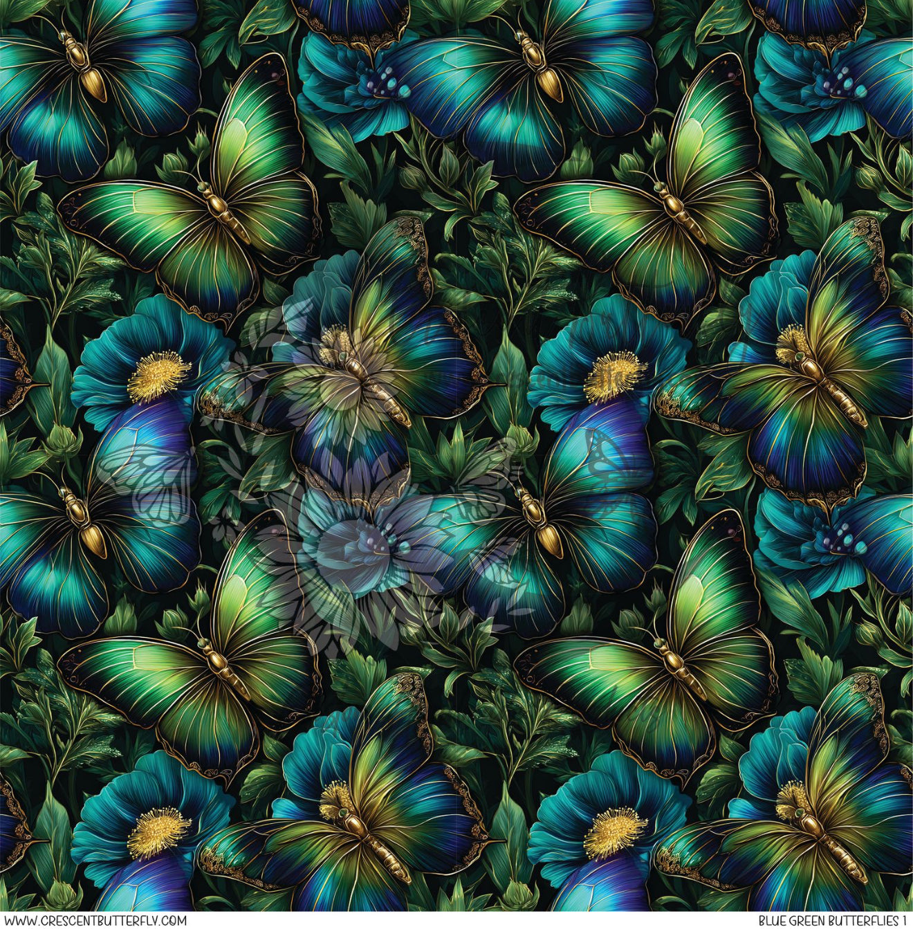 Blue Green Butterflies 1 Printed Vinyl Sheet/Wrap