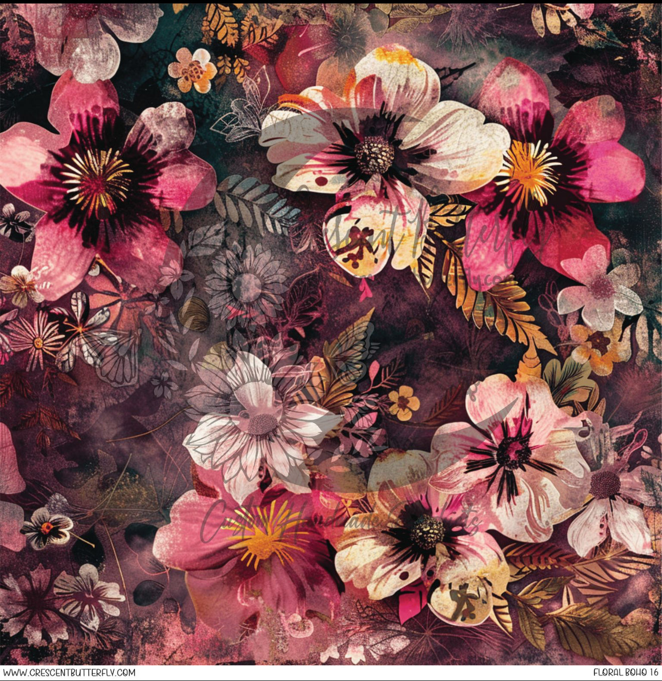 Floral Boho 16 Printed Vinyl Sheet/Wrap