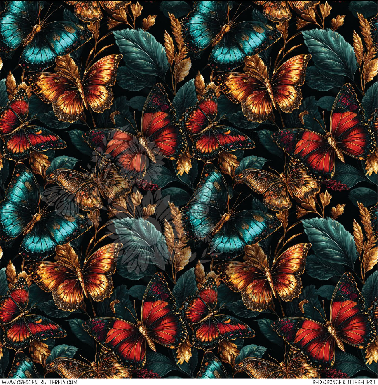 Red Orange Butterflies 1 Printed Vinyl Sheet/Wrap