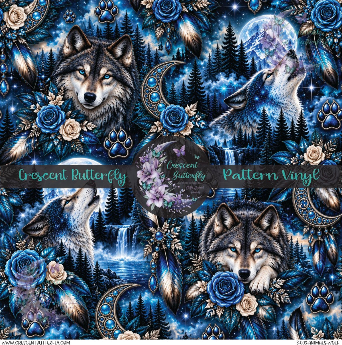 3-003-Animals-Wolf Printed Vinyl Sheet/Wrap