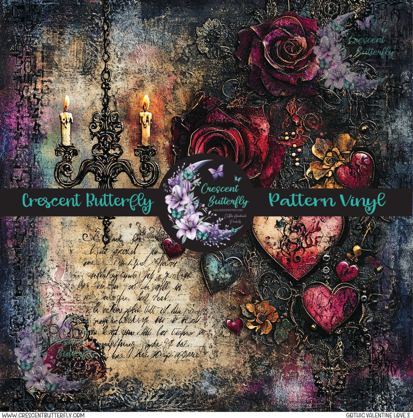 Gothic Valentine Love 3 Printed Vinyl Sheet/Wrap
