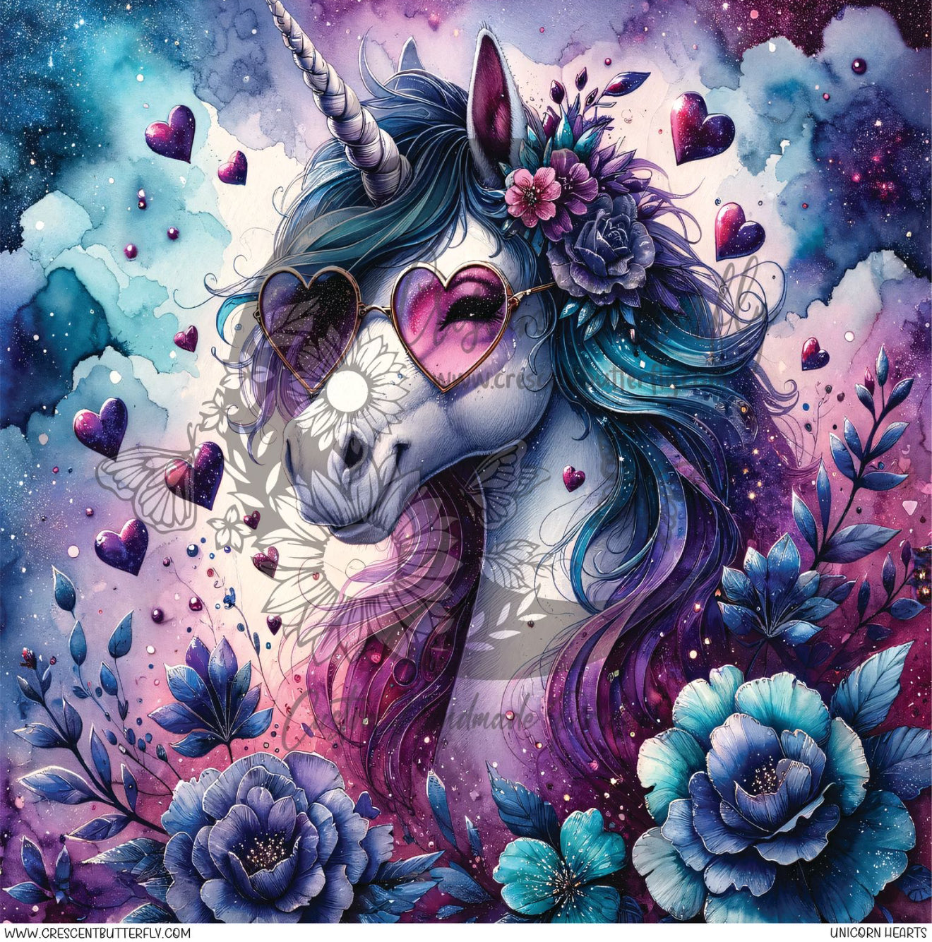 Unicorn Hearts Printed Vinyl Sheet/Wrap