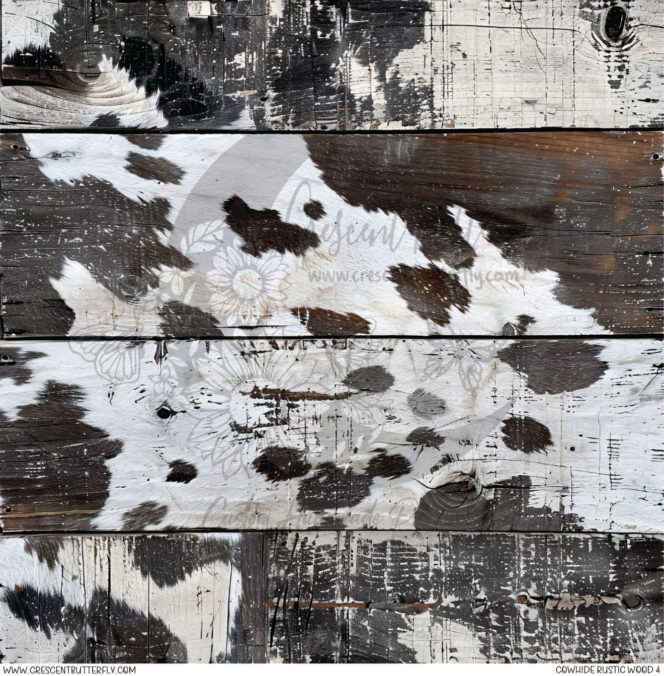 Cowhide Rustic Wood 4 Printed Vinyl Sheet/Wrap