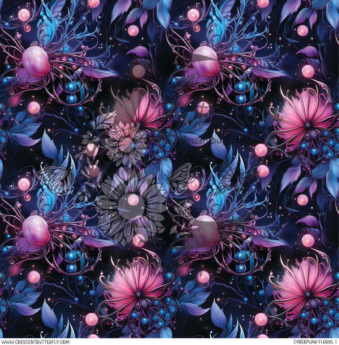 Cyberpunk Floral 1 Printed Vinyl Sheet/Wrap