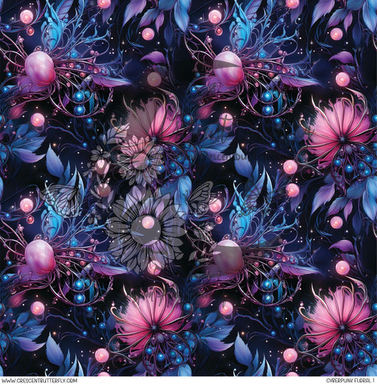 Cyberpunk Floral 1 Printed Vinyl Sheet/Wrap