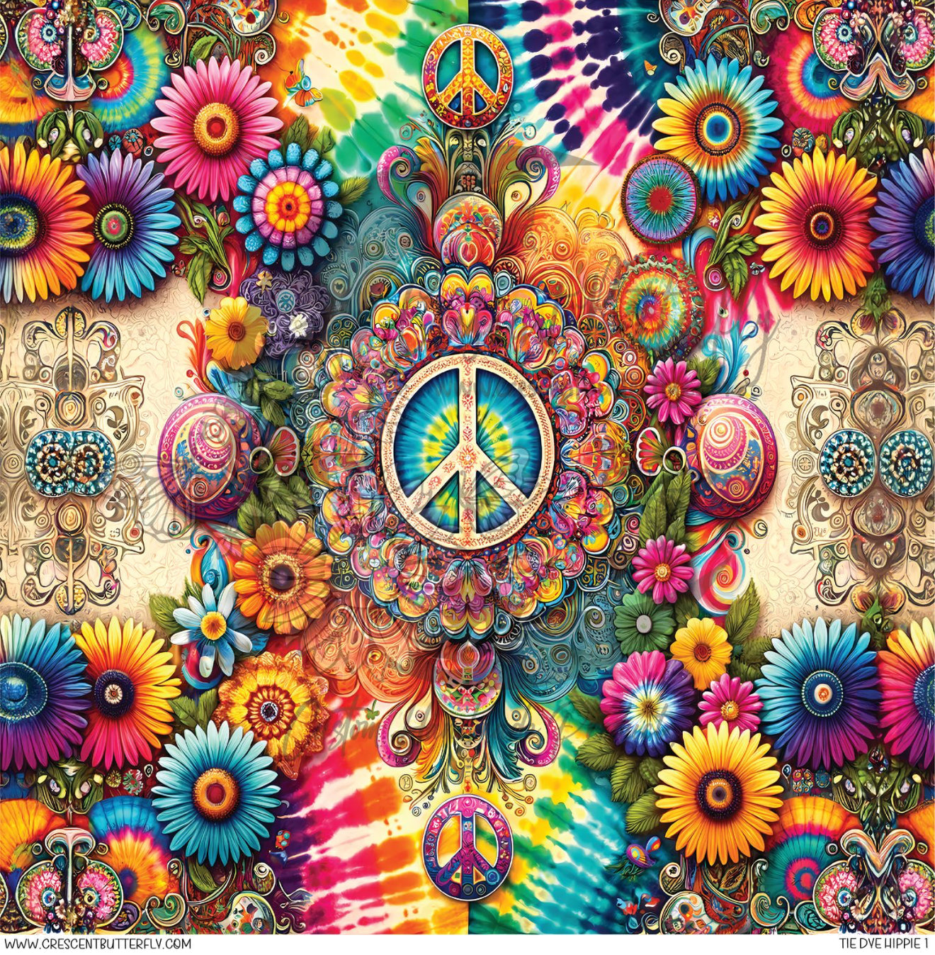 Tie Dye Hippie 1 Printed Vinyl Sheet/Wrap
