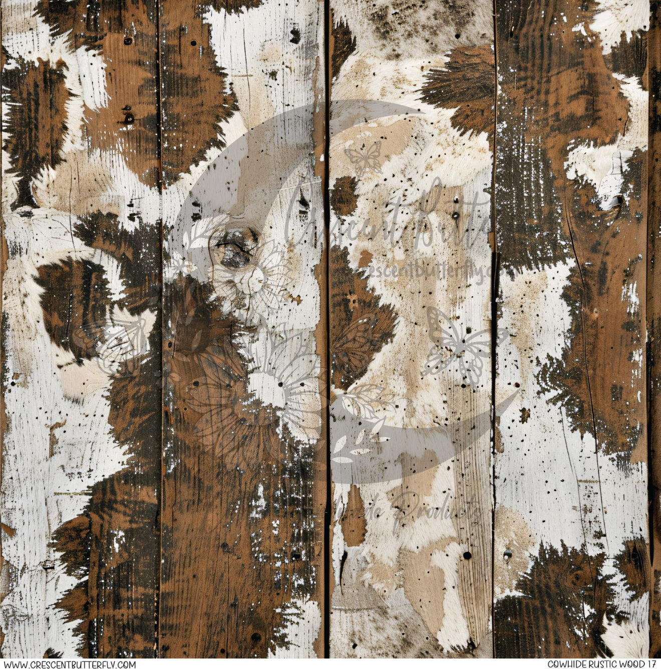 Cowhide Rustic Wood 17 Printed Vinyl Sheet/Wrap