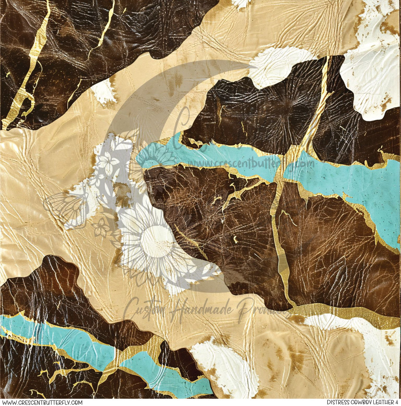 Distress Cowboy Leather 4 Printed Vinyl Sheet/Wrap