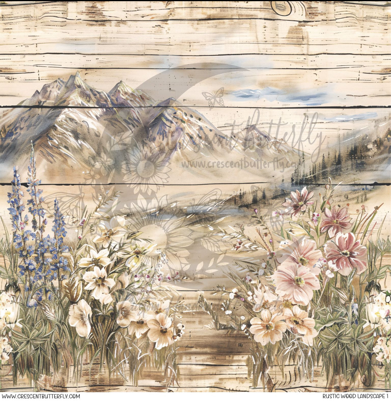 Rustic Wood Landscape 1 Printed Vinyl Sheet/Wrap