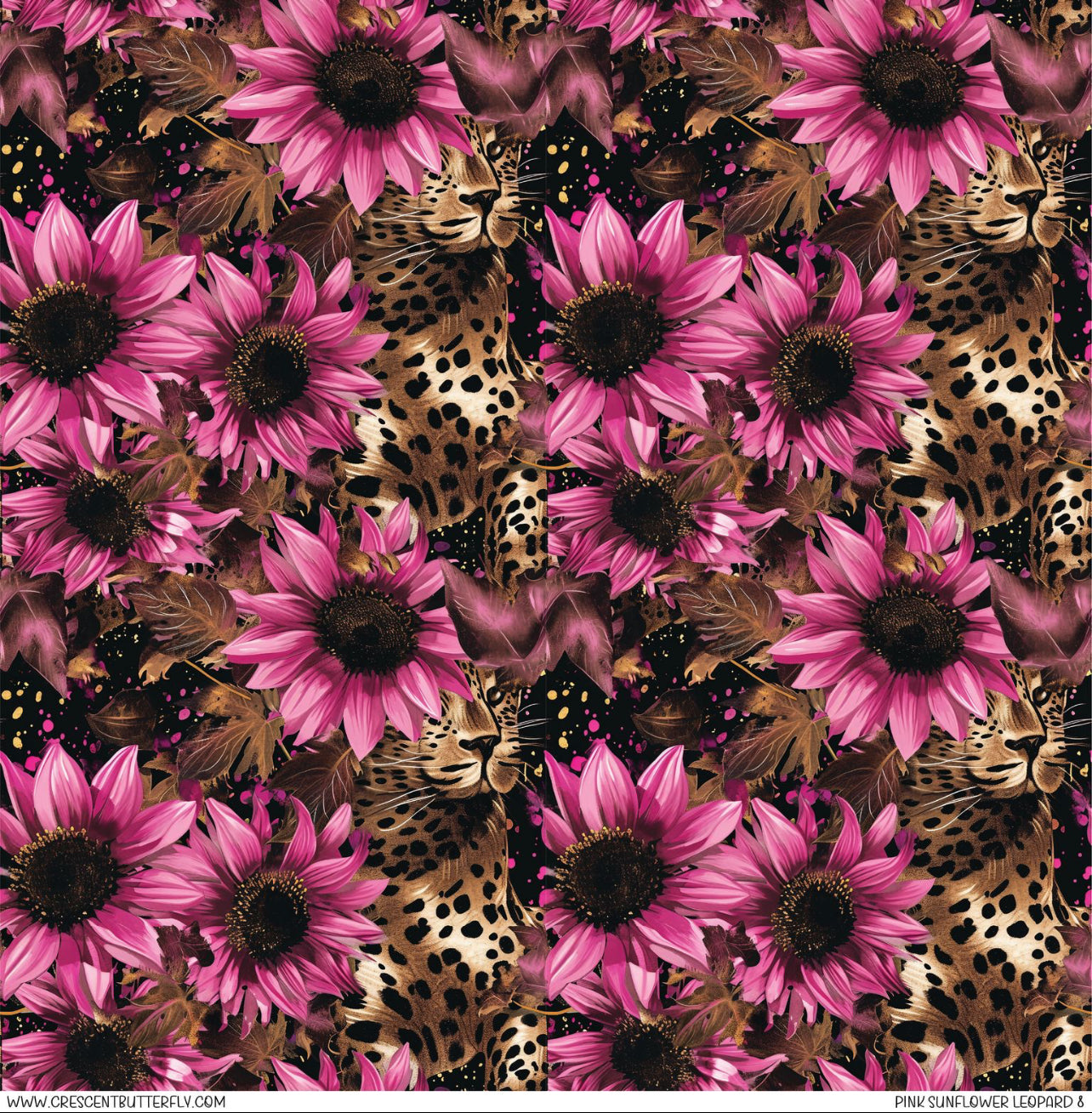 Pink Sunflower Leopard 8 Printed Vinyl Sheet-Tumbler Wrap