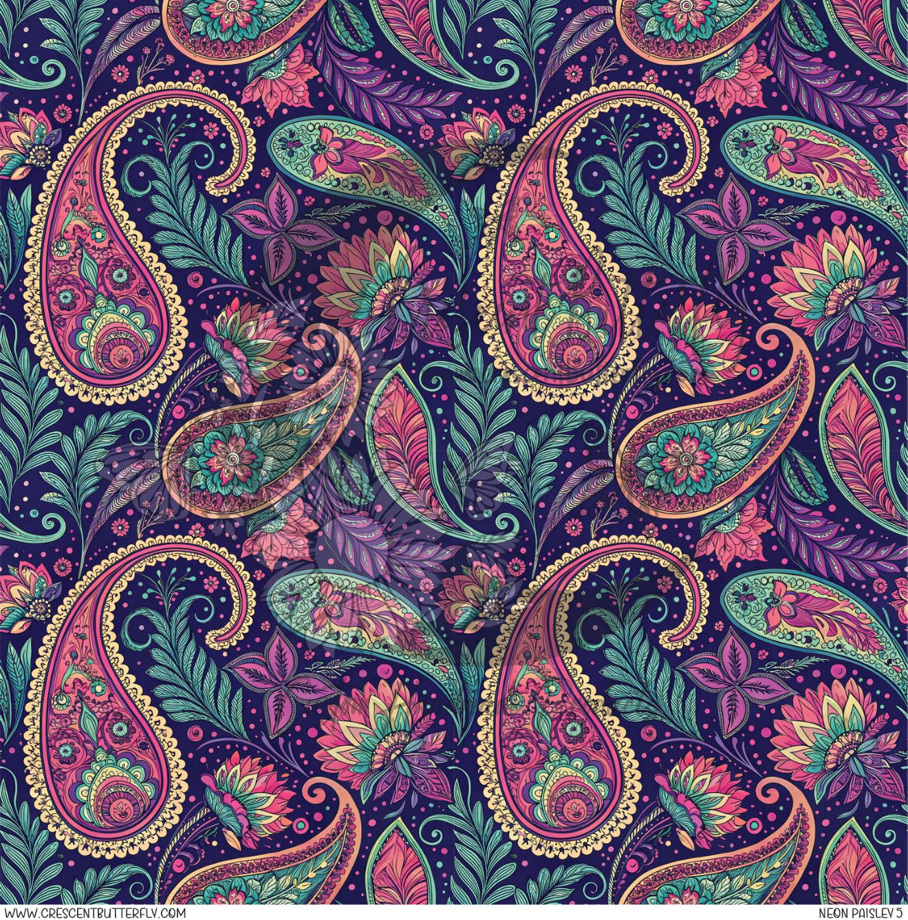 Neon Paisley 5 Printed Vinyl Sheet/Wrap