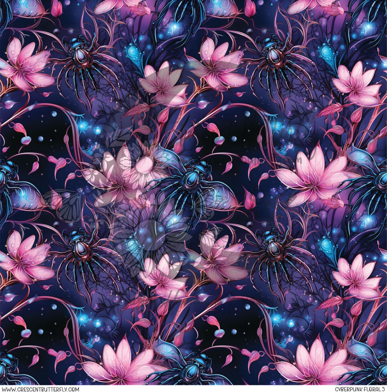 Cyberpunk Floral 5 Printed Vinyl Sheet/Wrap