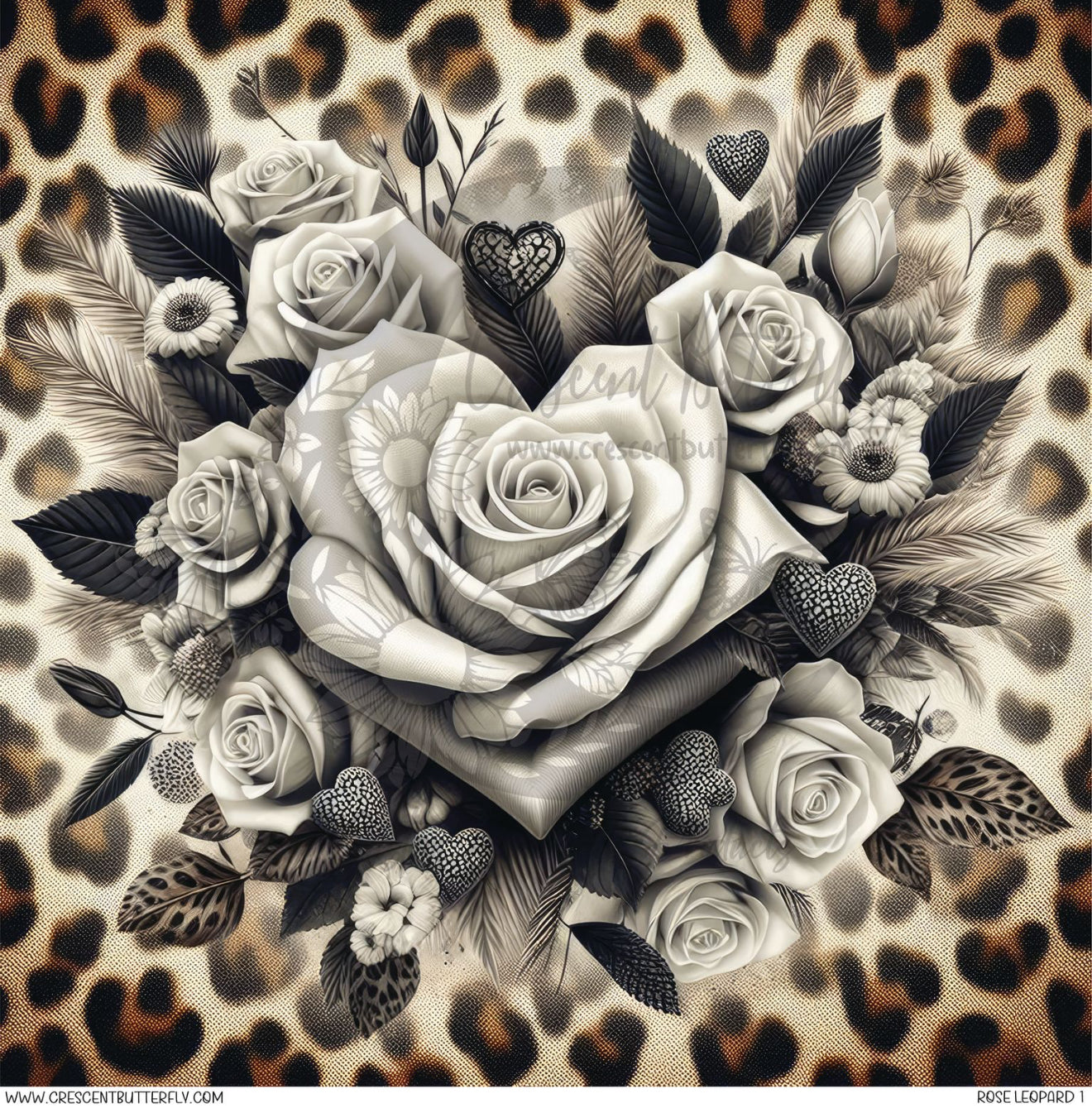 Rose Leopard 1 Printed Vinyl Sheet/Wrap
