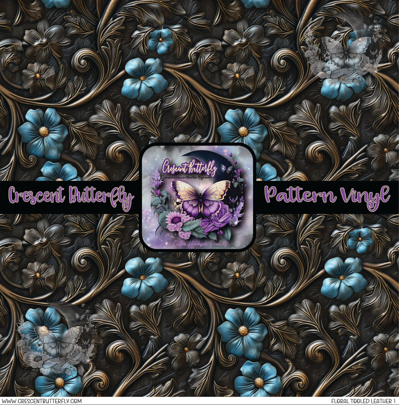 Floral Tooled Leather 1 Printed Vinyl Sheet/Wrap