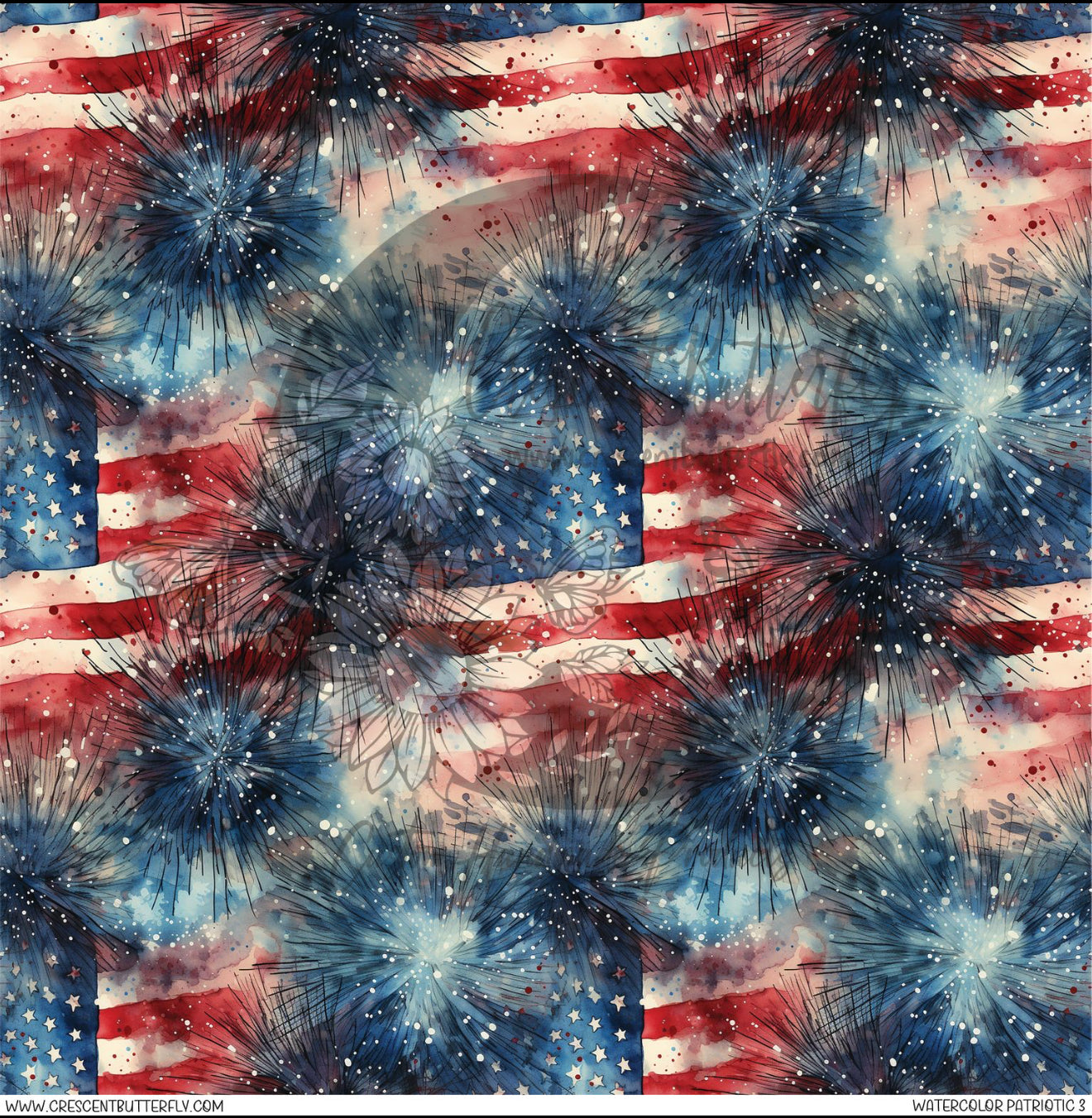 Watercolor Patriotic 3 Printed Vinyl Sheet/Wrap