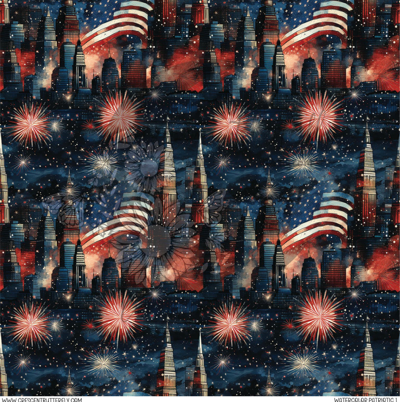 Watercolor Patriotic 1 Printed Vinyl Sheet/Wrap