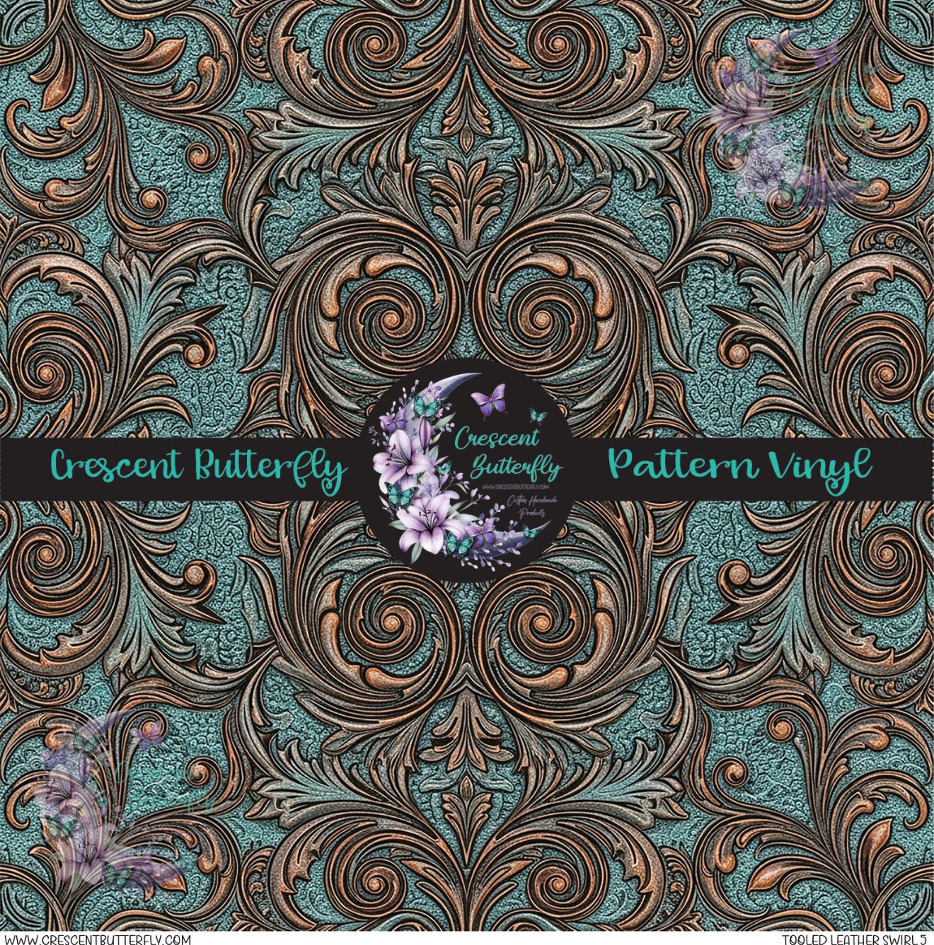 Tooled Leather Swirl 5 Printed Vinyl Sheet/Wrap