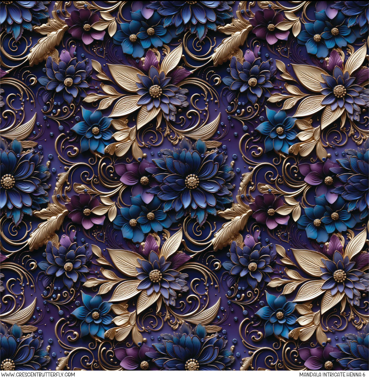 Mandala Intricate Henna 6 Printed Pattern Vinyl Sheet/Wrap
