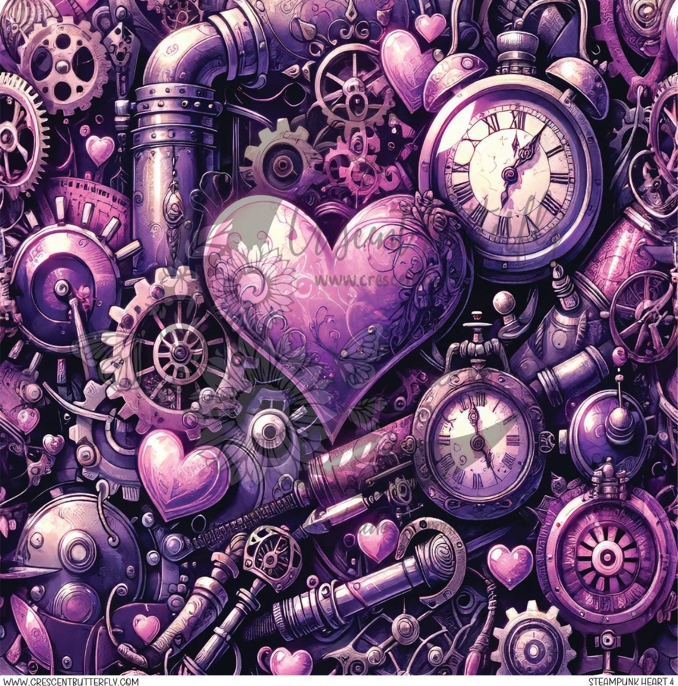 Steampunk Heart 4 Printed Vinyl Sheet/Wrap