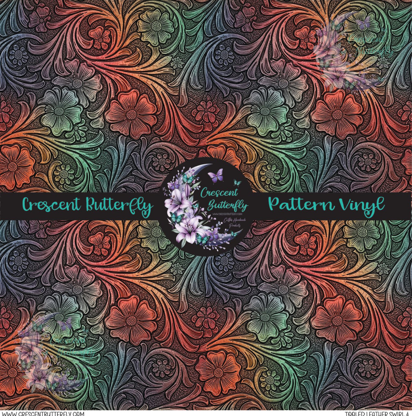 Tooled Leather Swirl 4 Printed Vinyl Sheet/Wrap