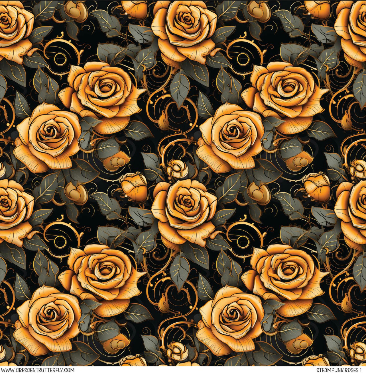 Steampunk Roses 1 Printed Vinyl Sheet/Wrap