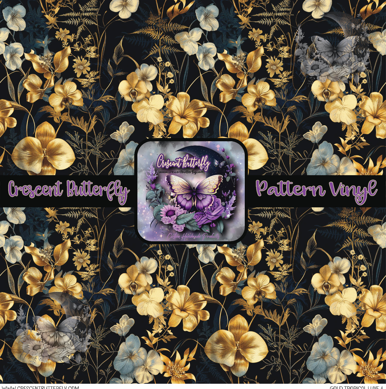 Gold Tropical Luxe 4 Printed Vinyl Sheet/Wrap