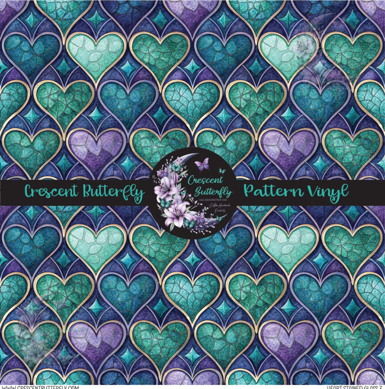 Heart Stained Glass 7 Printed Vinyl Sheet/Wrap