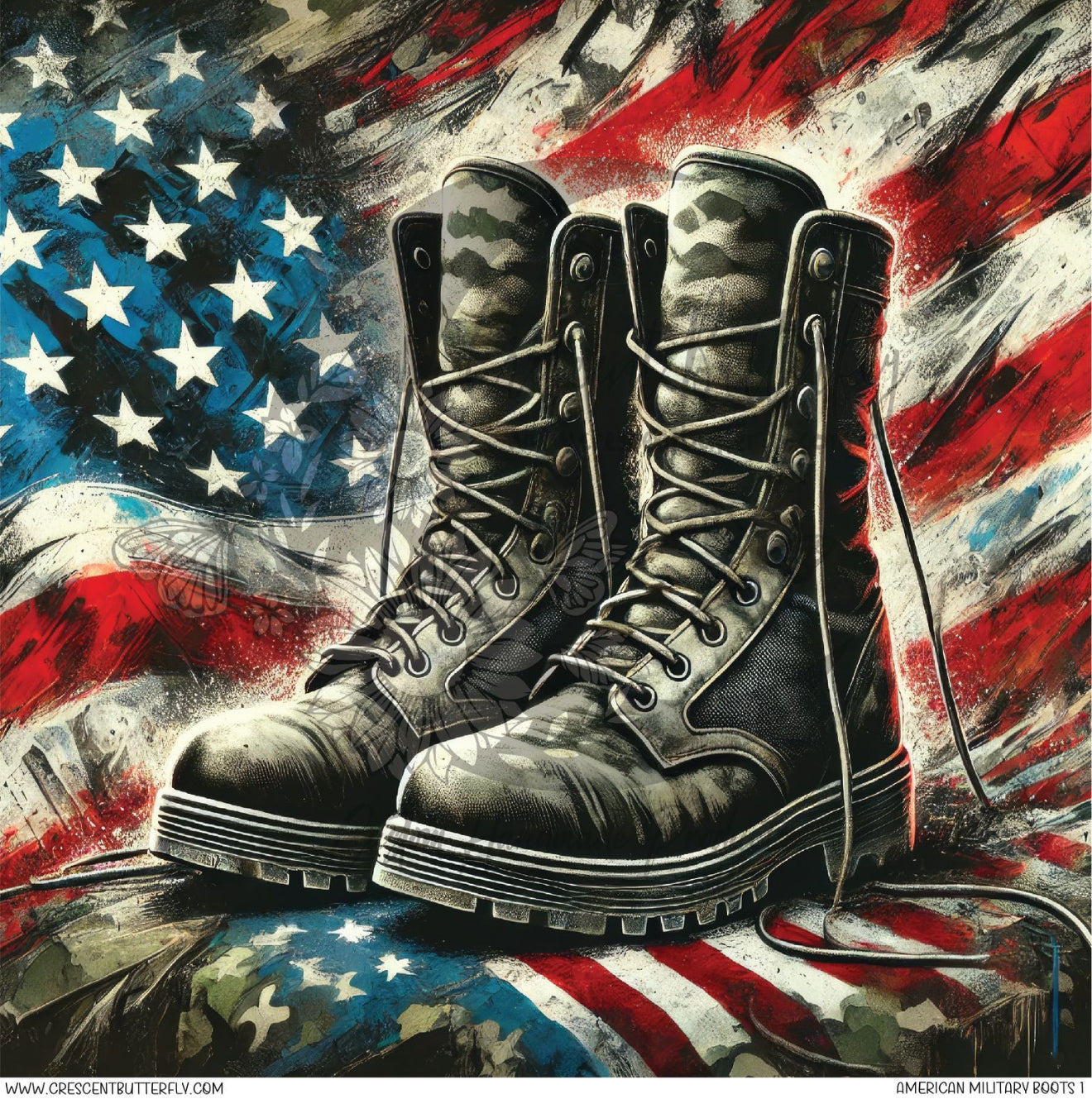American Military Boots 1 Printed Vinyl Sheet/Wrap