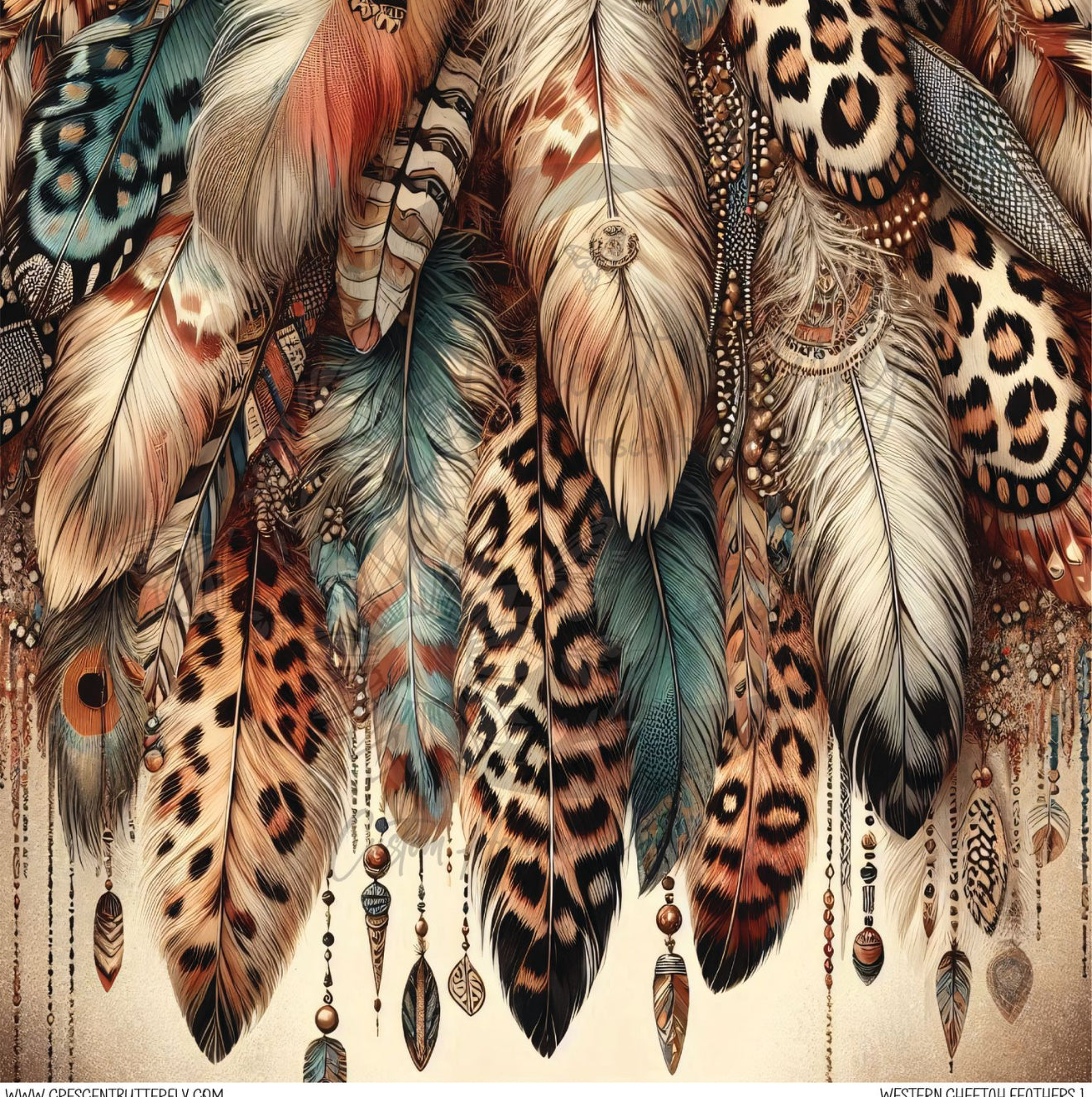 Western Cheetah Feathers 1 Printed Vinyl Sheet/Wrap
