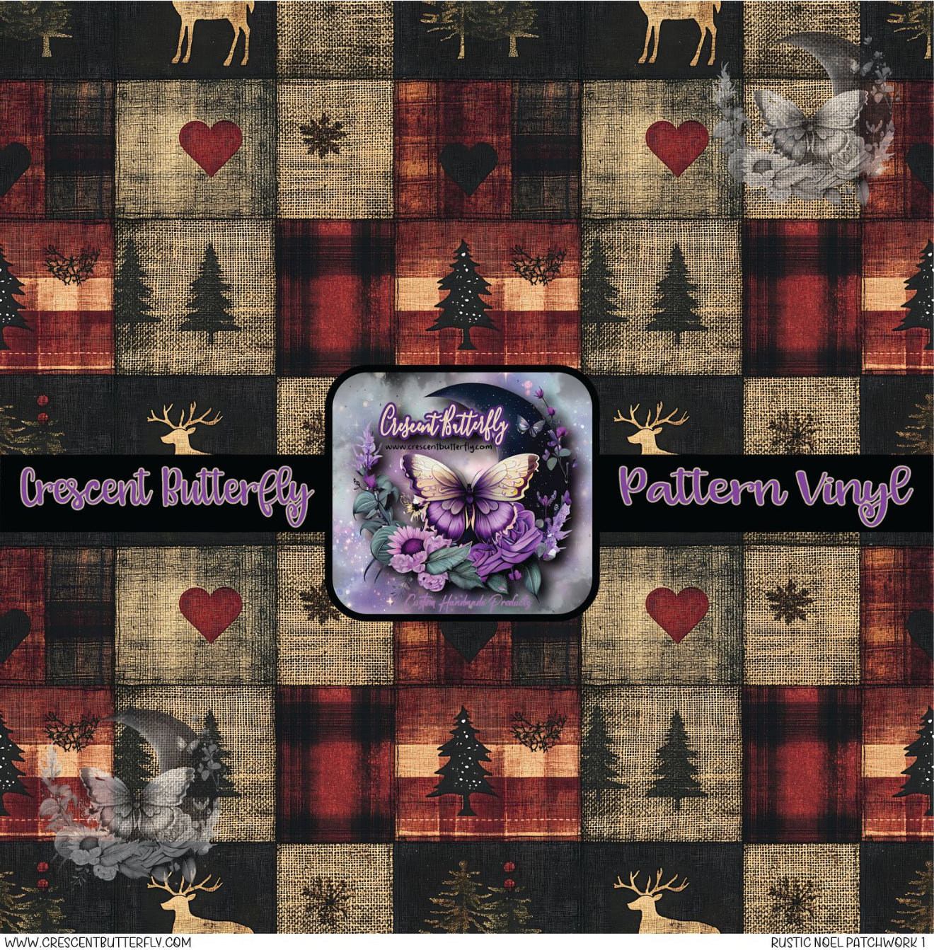 Rustic Noel Patchwork 1 Printed Vinyl Sheet/Wrap