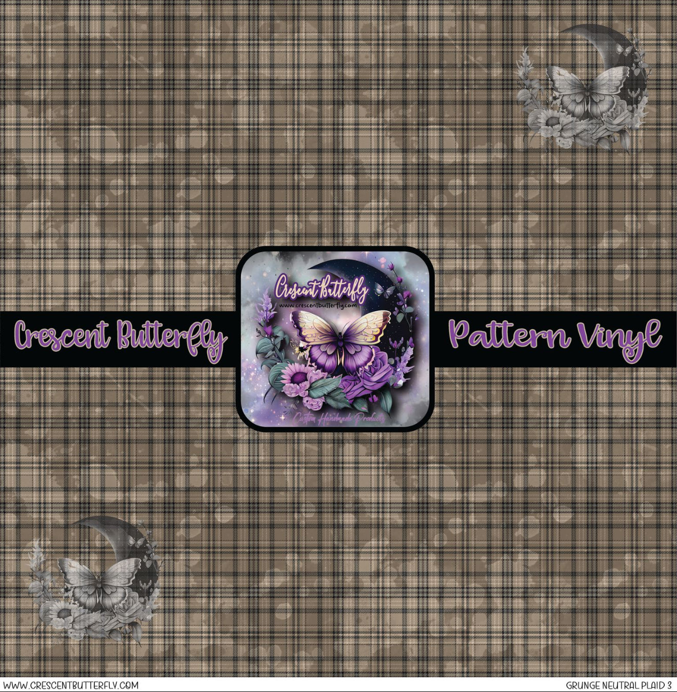 Grunge Neutral Plaid 3 Printed Vinyl Sheet/Wrap