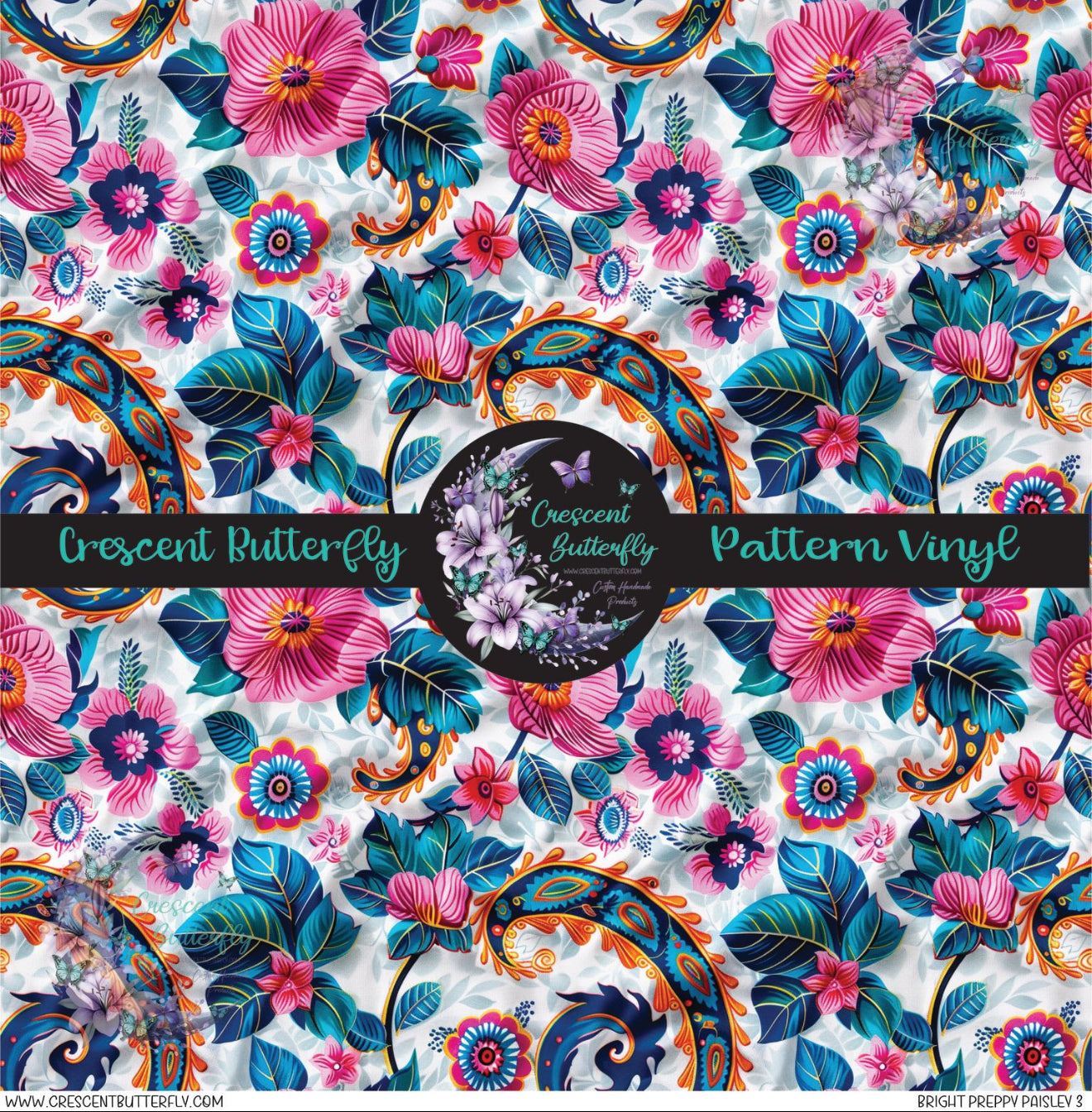 Bright Preppy Paisley 3 Printed Vinyl Sheet/Wrap