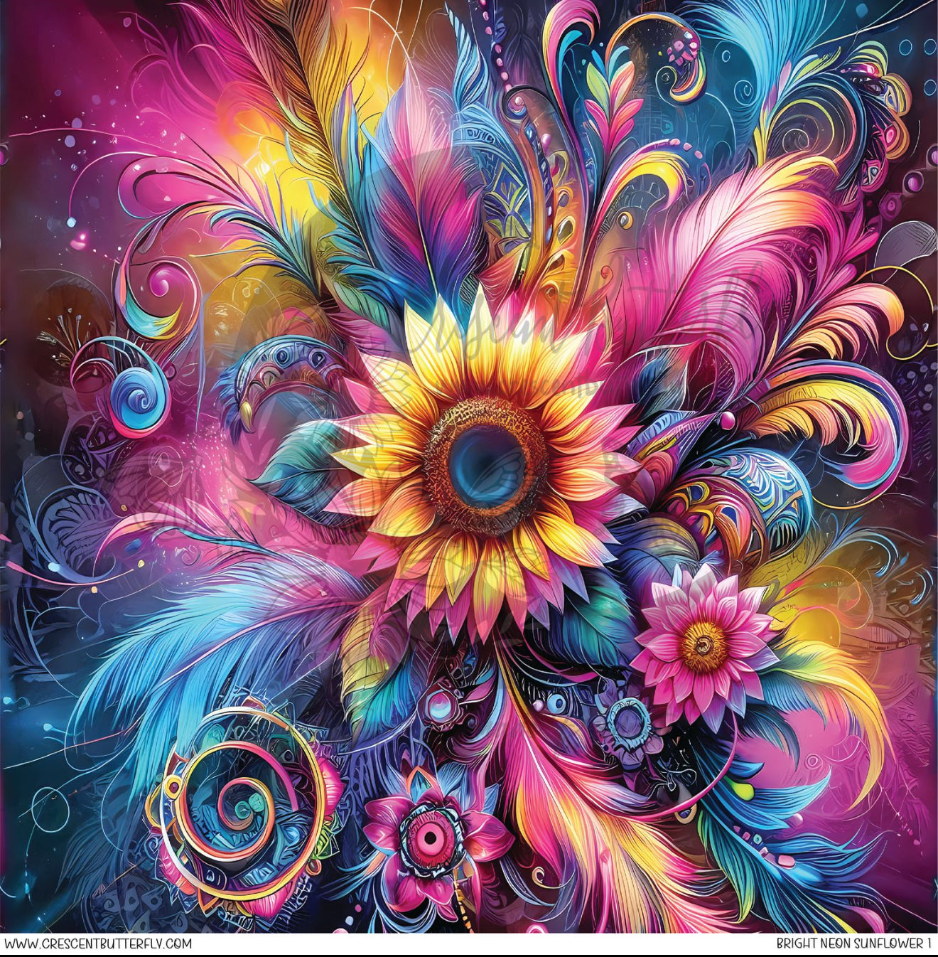 Bright Neon Sunflower 1 Printed Vinyl Sheet/Wrap