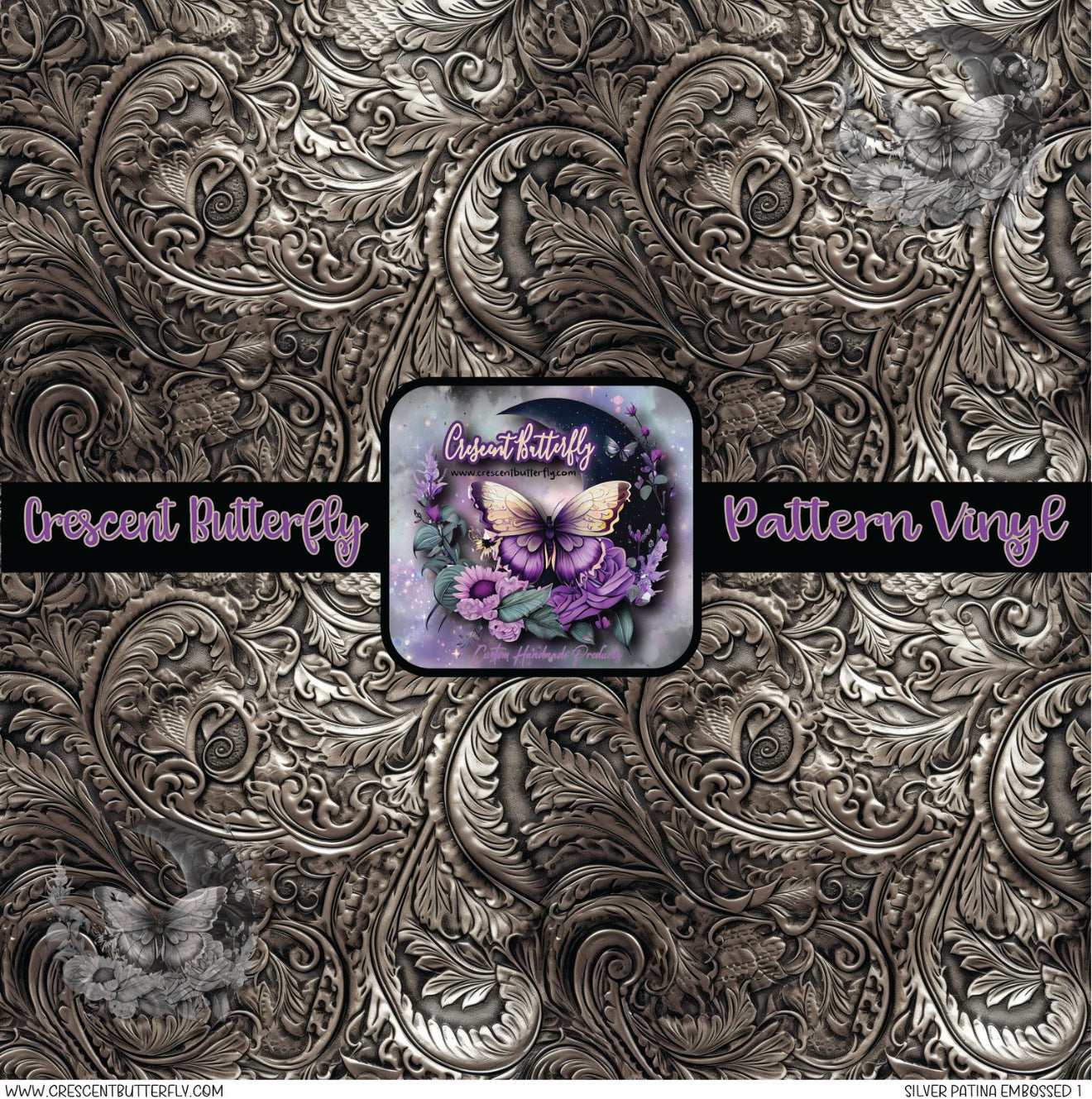 Silver Patina Embossed 1 Printed Vinyl Sheet/Wrap