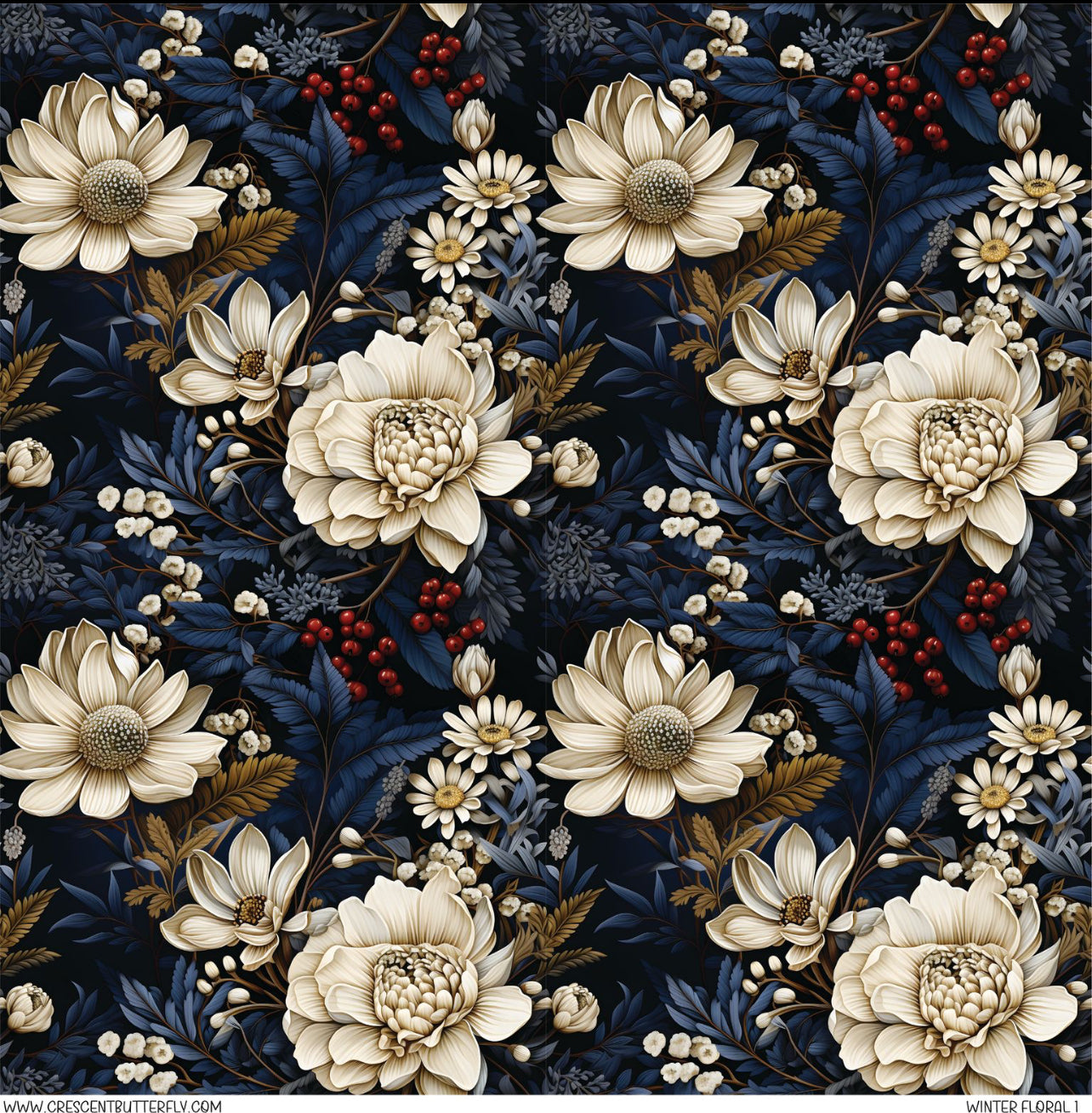 Winter Floral 1 Printed Vinyl Sheet/Wrap