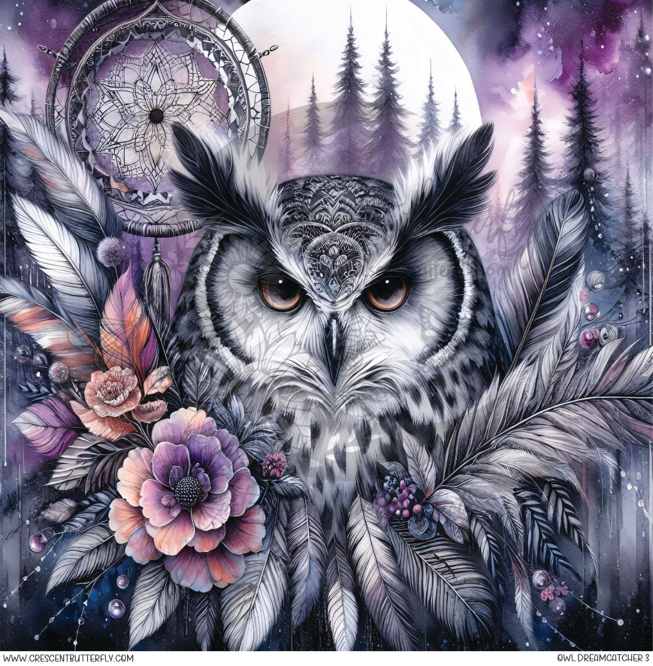 Owl Dreamcatcher 3 Printed Vinyl Sheet/Wrap